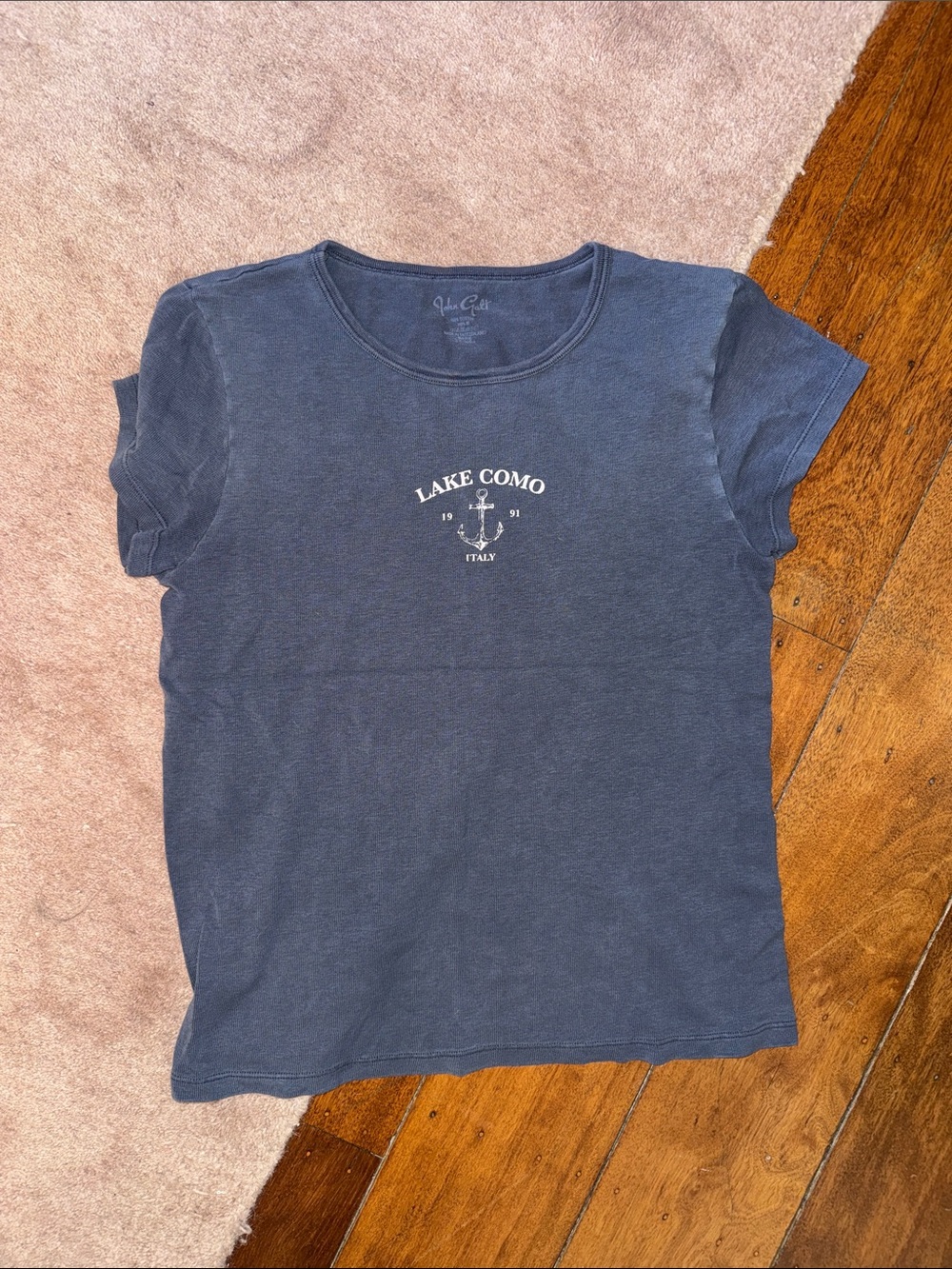 Brandy Melville Navy Blue 'Lake Como' Graphic Tee